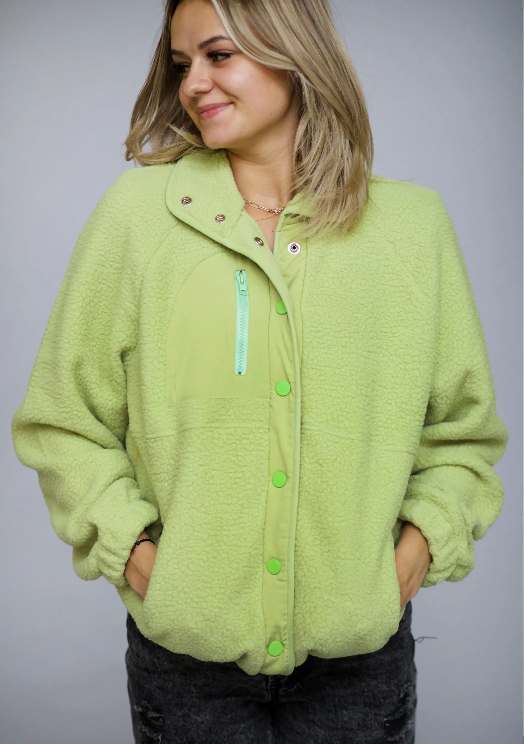 Suddenly Warm Fleece in Green