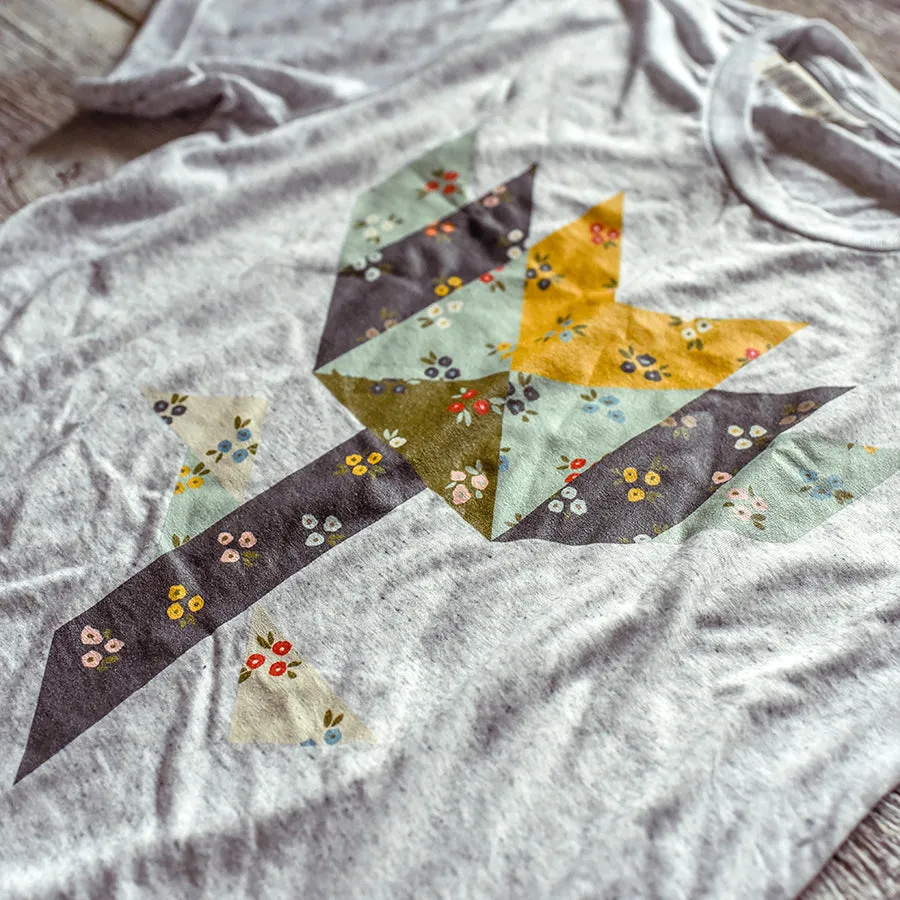 Sweet Floral Fill Quilt Flower Triblend Tee / T Shirt