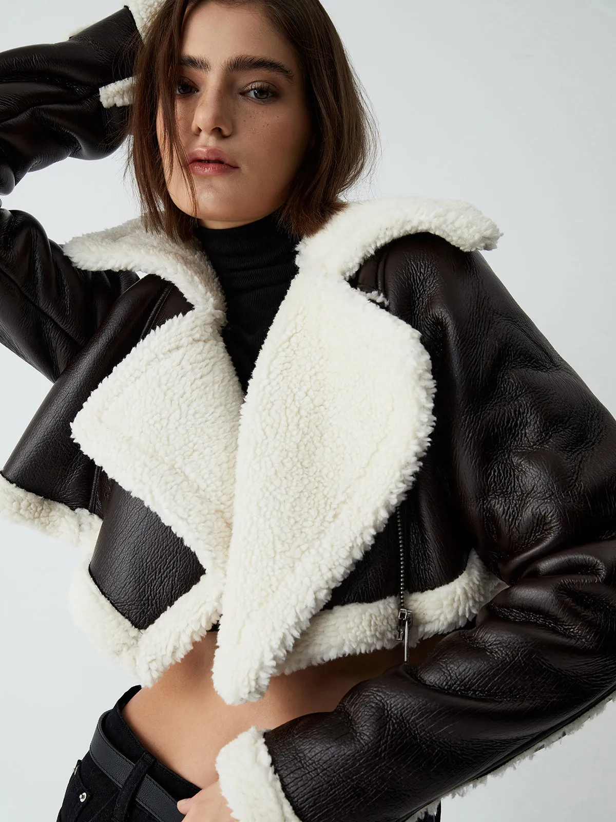 TastyHottie - Notable Mentions Sherpa Lined Shearling Leather Flight Jacket