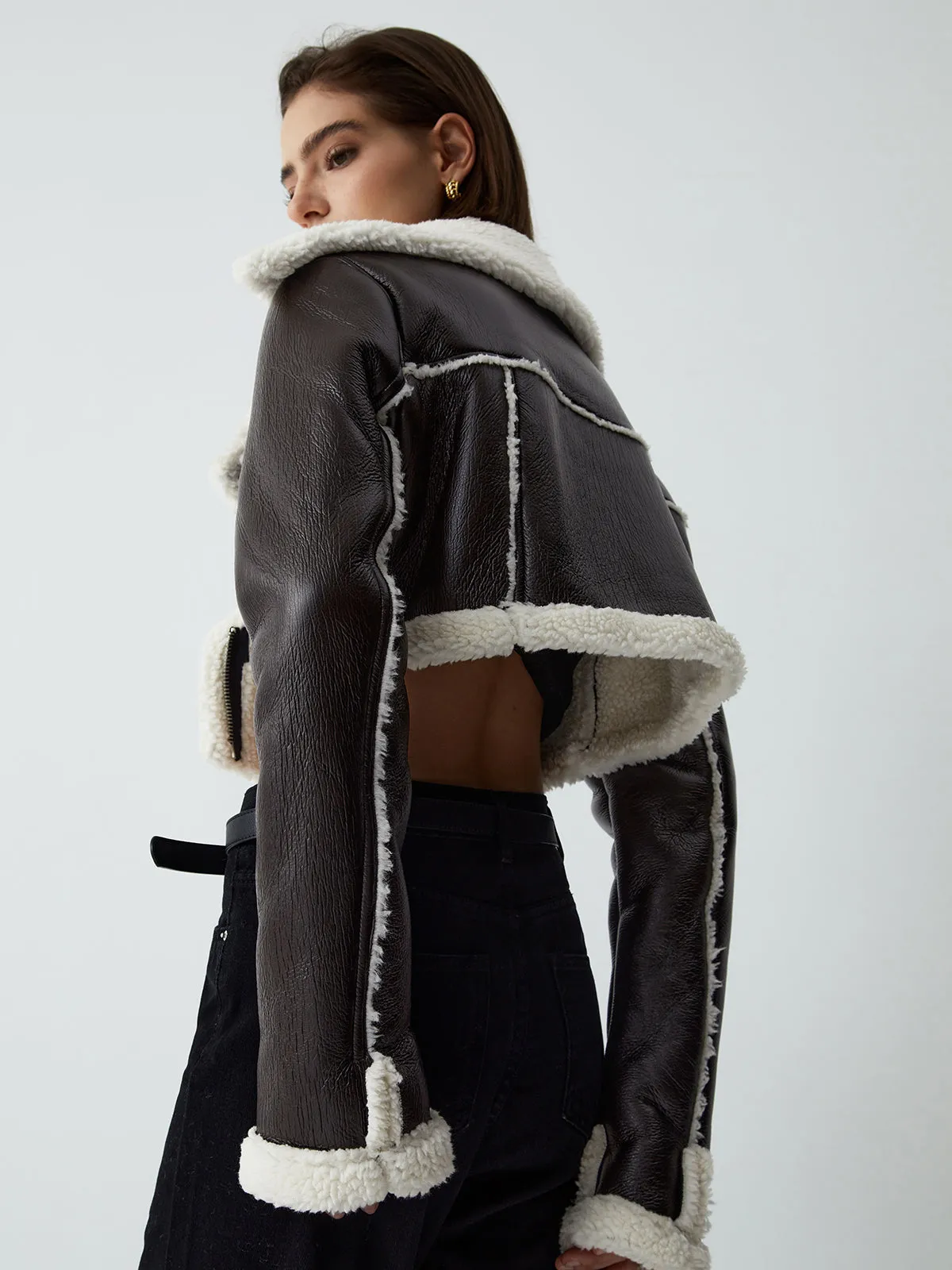 TastyHottie - Notable Mentions Sherpa Lined Shearling Leather Flight Jacket