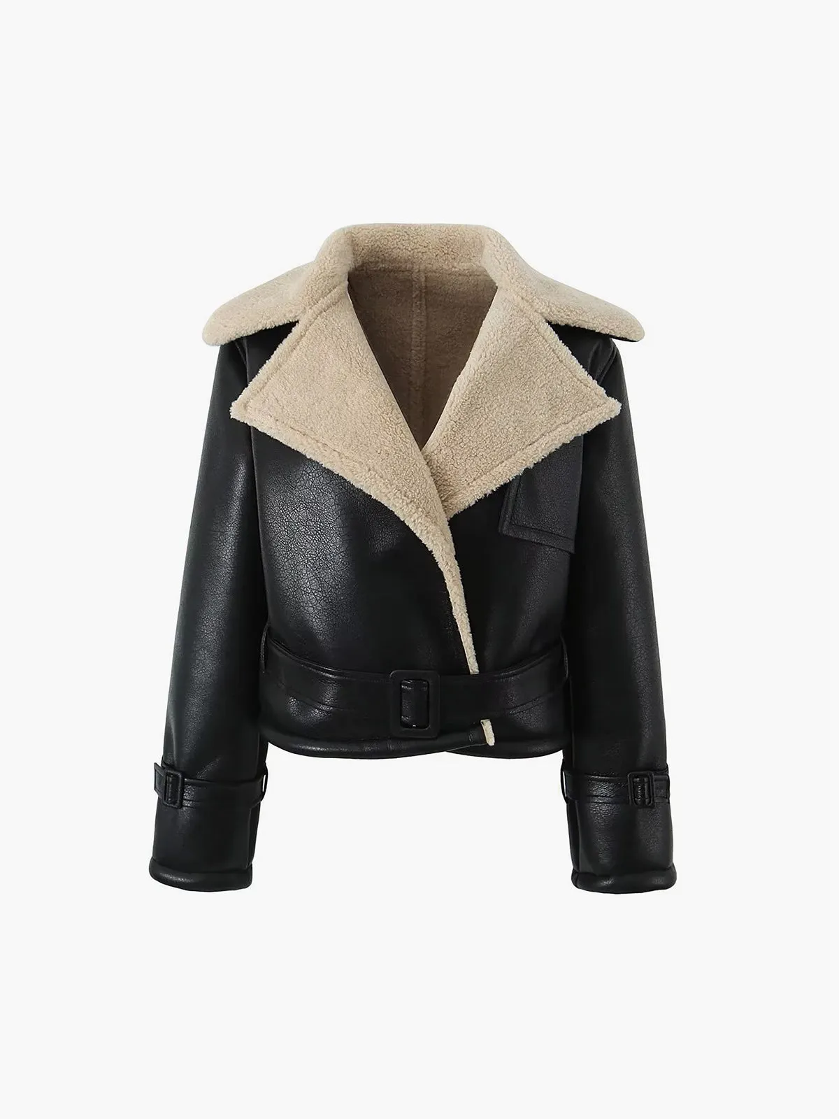 TastyHottie - Too Blessed Sherpa Lined Shearling Leather Flight Jacket