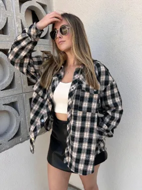 TATUM PLAID SHACKET IN BLACK