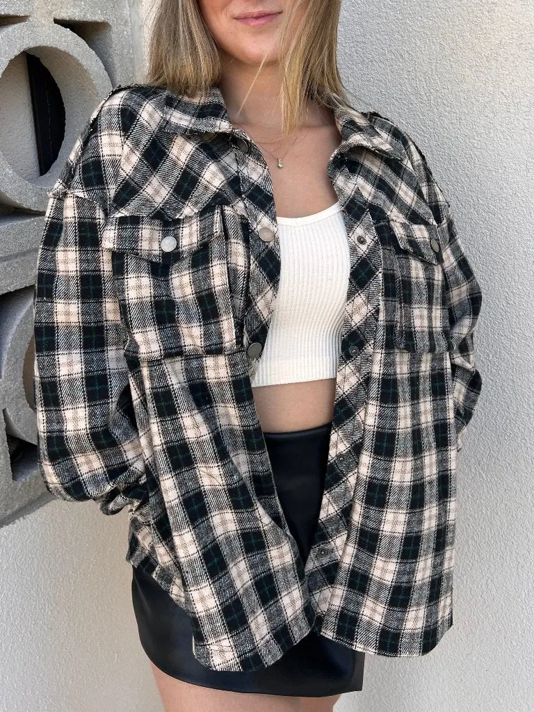 TATUM PLAID SHACKET IN BLACK