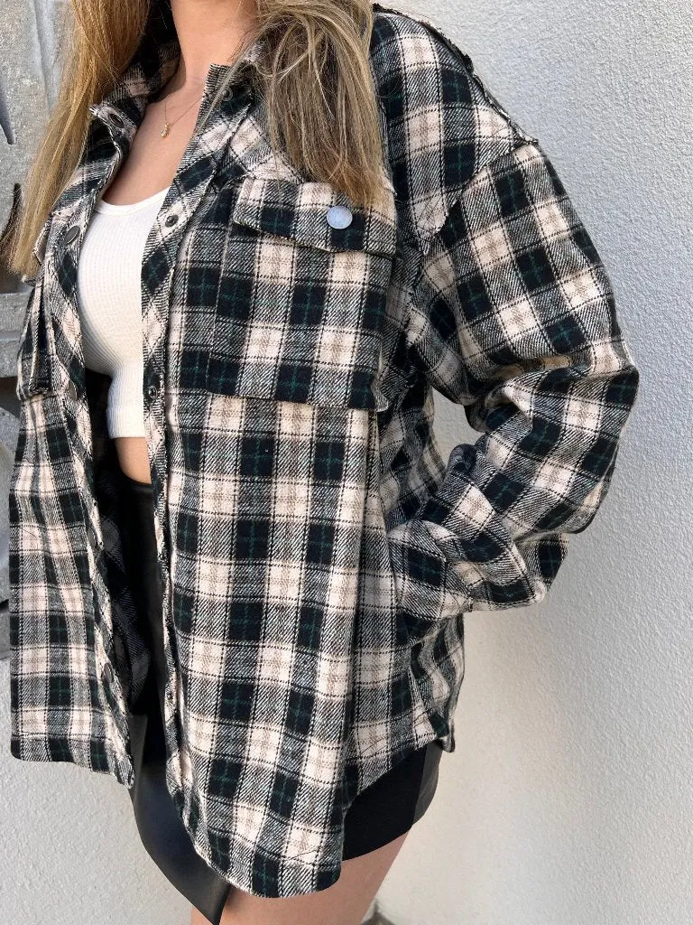 TATUM PLAID SHACKET IN BLACK