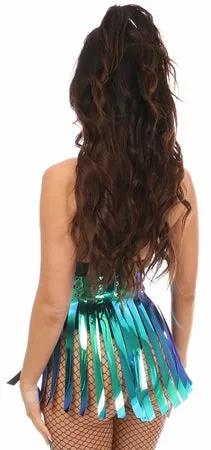 Teal/Blue Holo Fringe Skirt