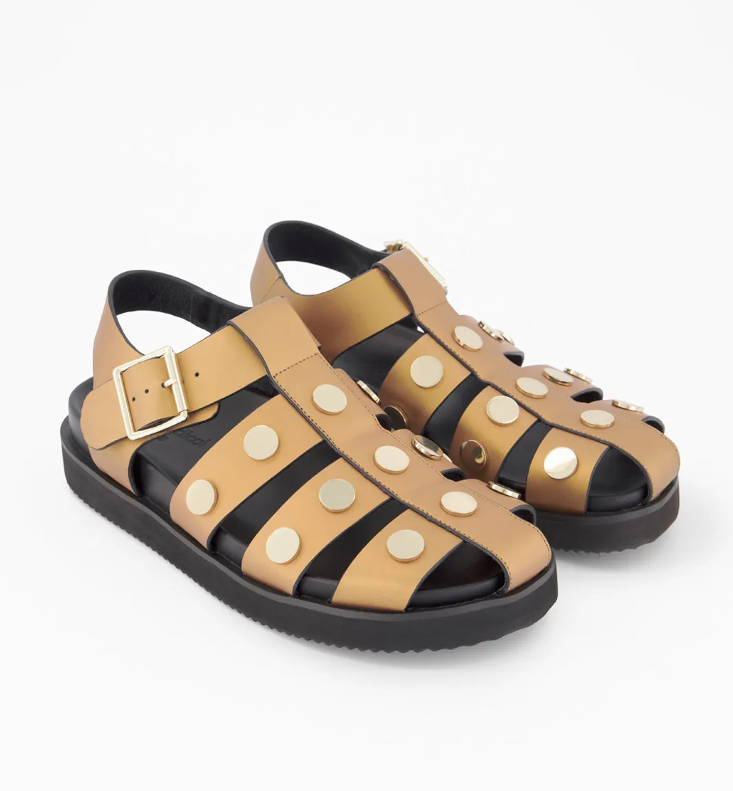 Tee Bee Cee Studded Ribcage Sandal | Antique Gold