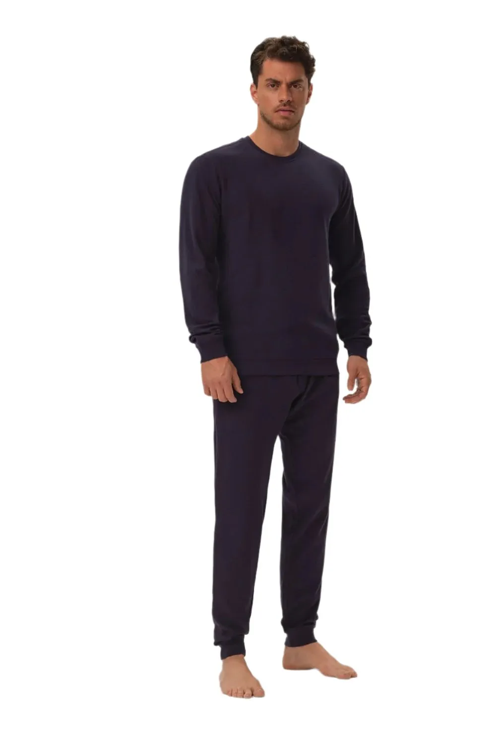 TEEK - Navy Blue Contrast Top Pants Pajamas