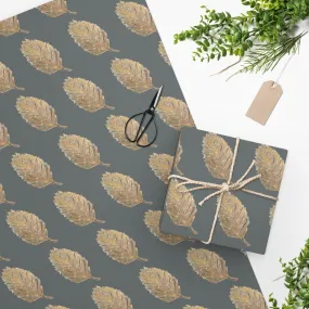 The Golden Leaf Dark Gray Wrapping Paper