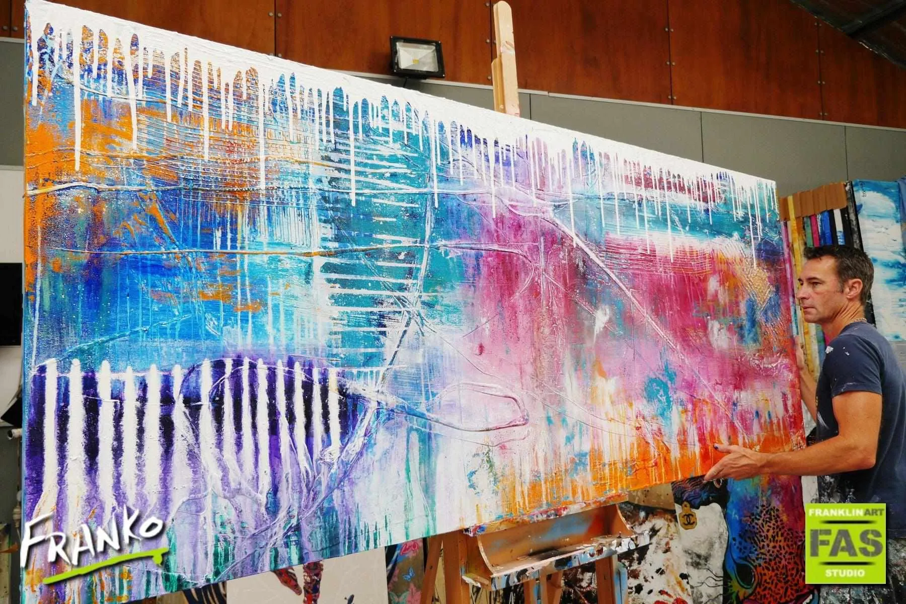 The Grungester 240cm x 100cm Colourful Textured Abstract Painting (SOLD)