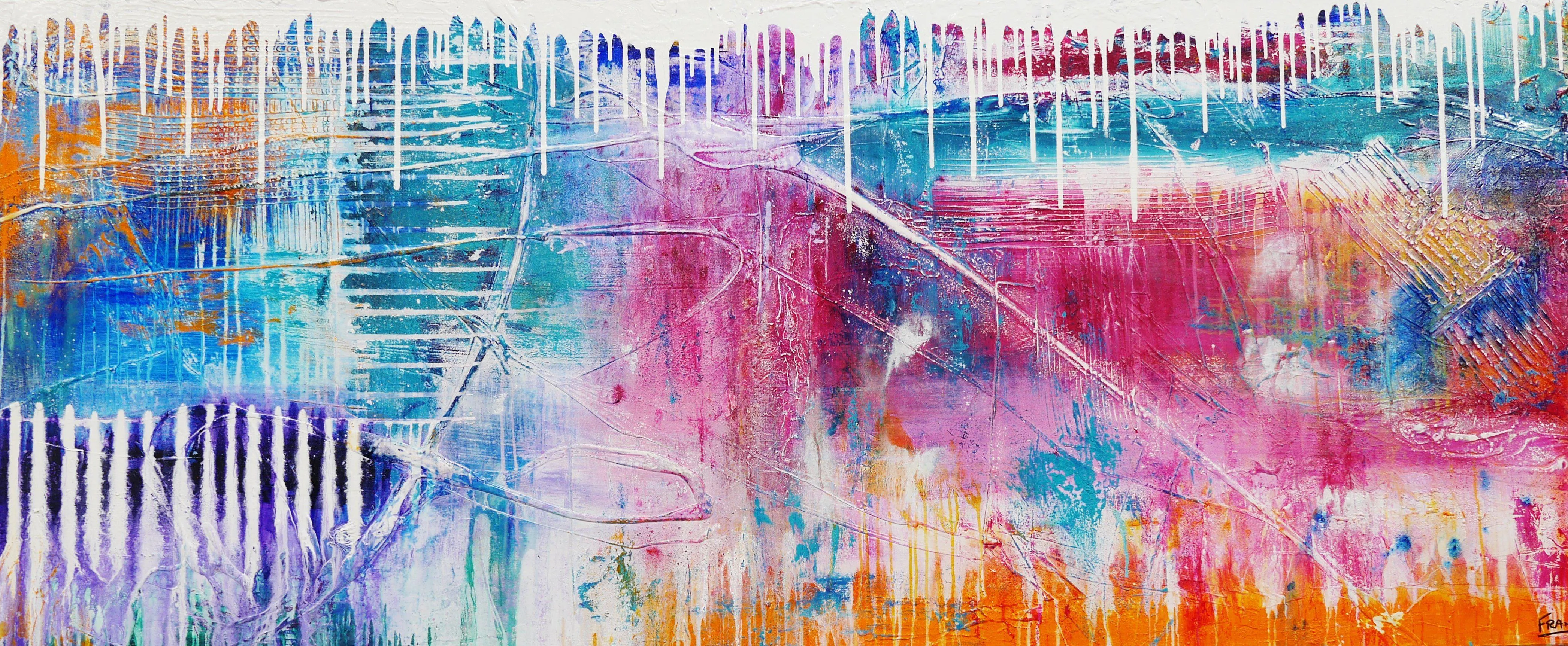 The Grungester 240cm x 100cm Colourful Textured Abstract Painting (SOLD)