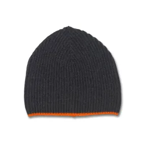 Tipped Ribbed Beanie -mink and Neon Orange