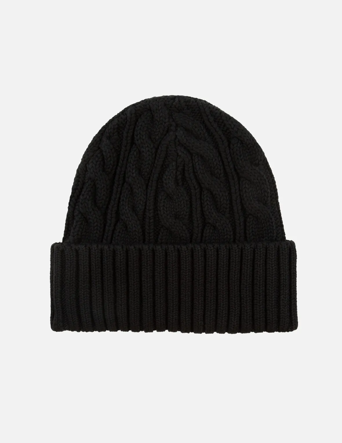 Twist-Straight Pattern Logo Label Knit Beanie