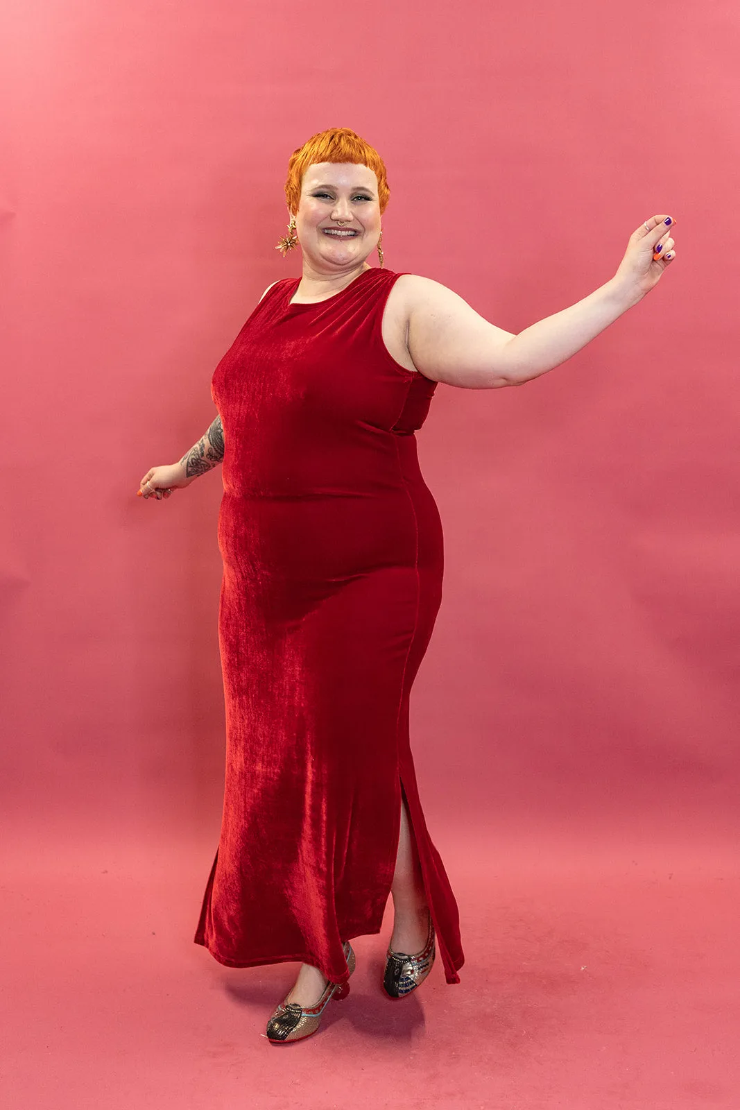 Velvet Maxi Dress in Red