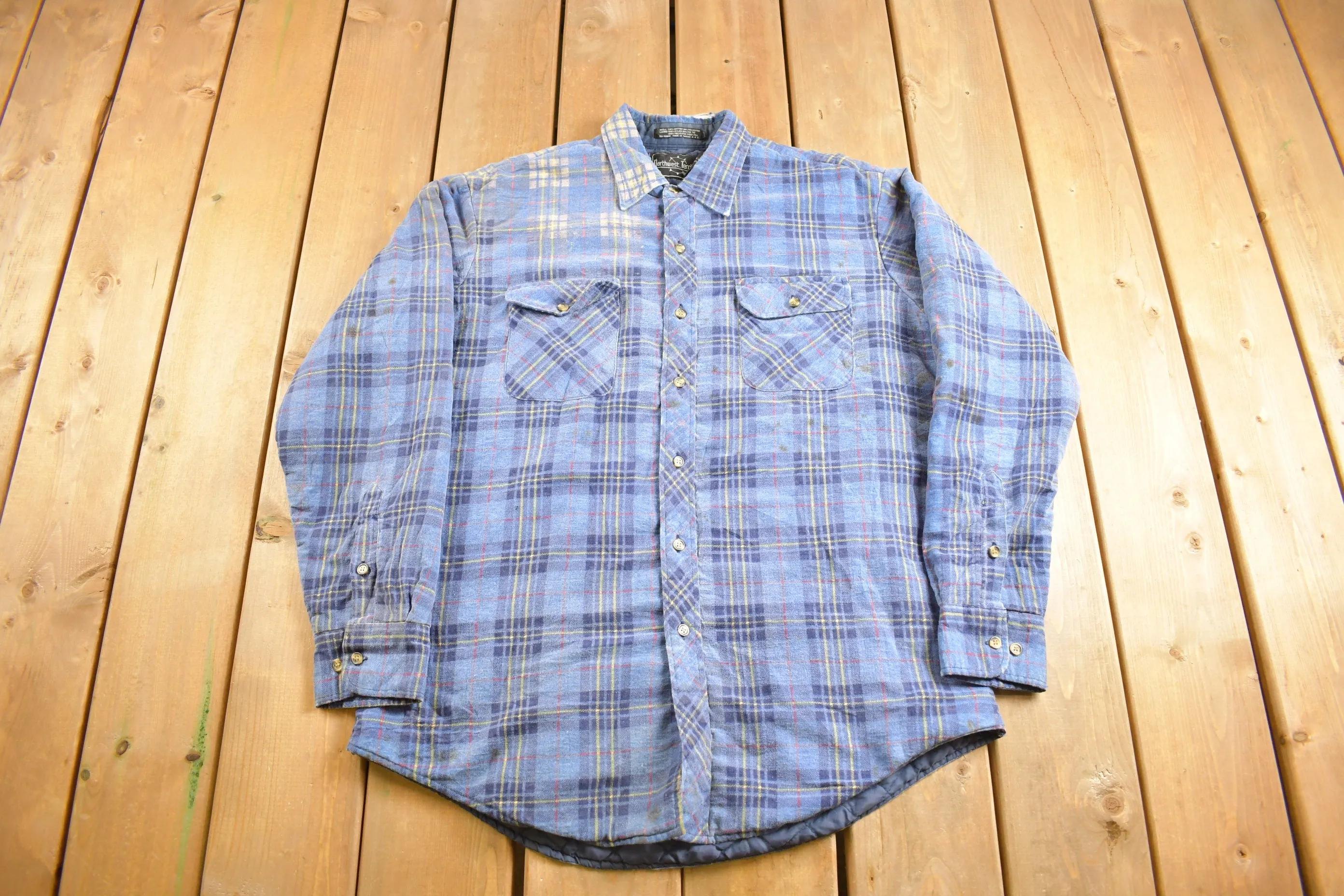 Vintage 1980s Northwest Territory Button Up Quilted Plaid Shirt