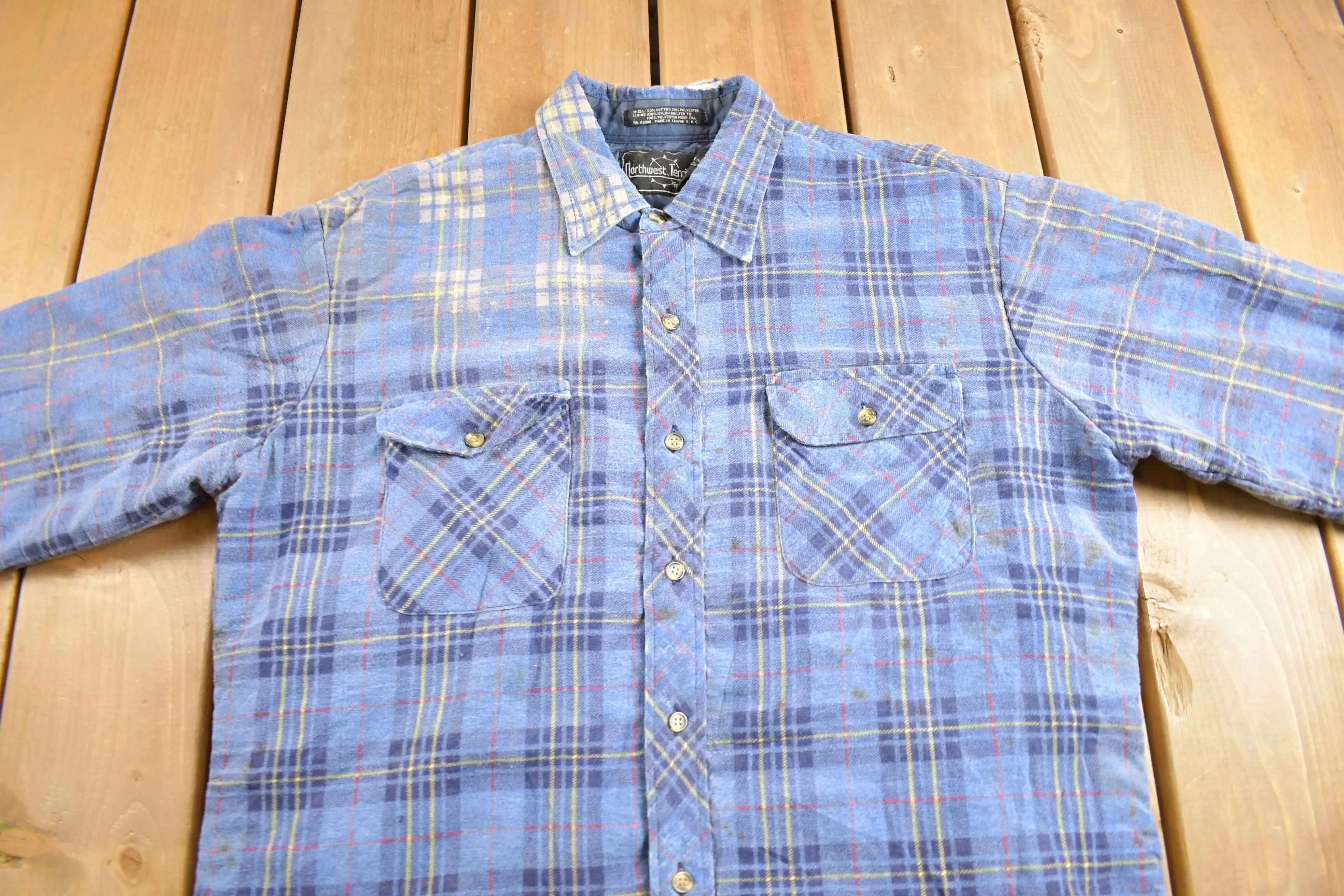 Vintage 1980s Northwest Territory Button Up Quilted Plaid Shirt