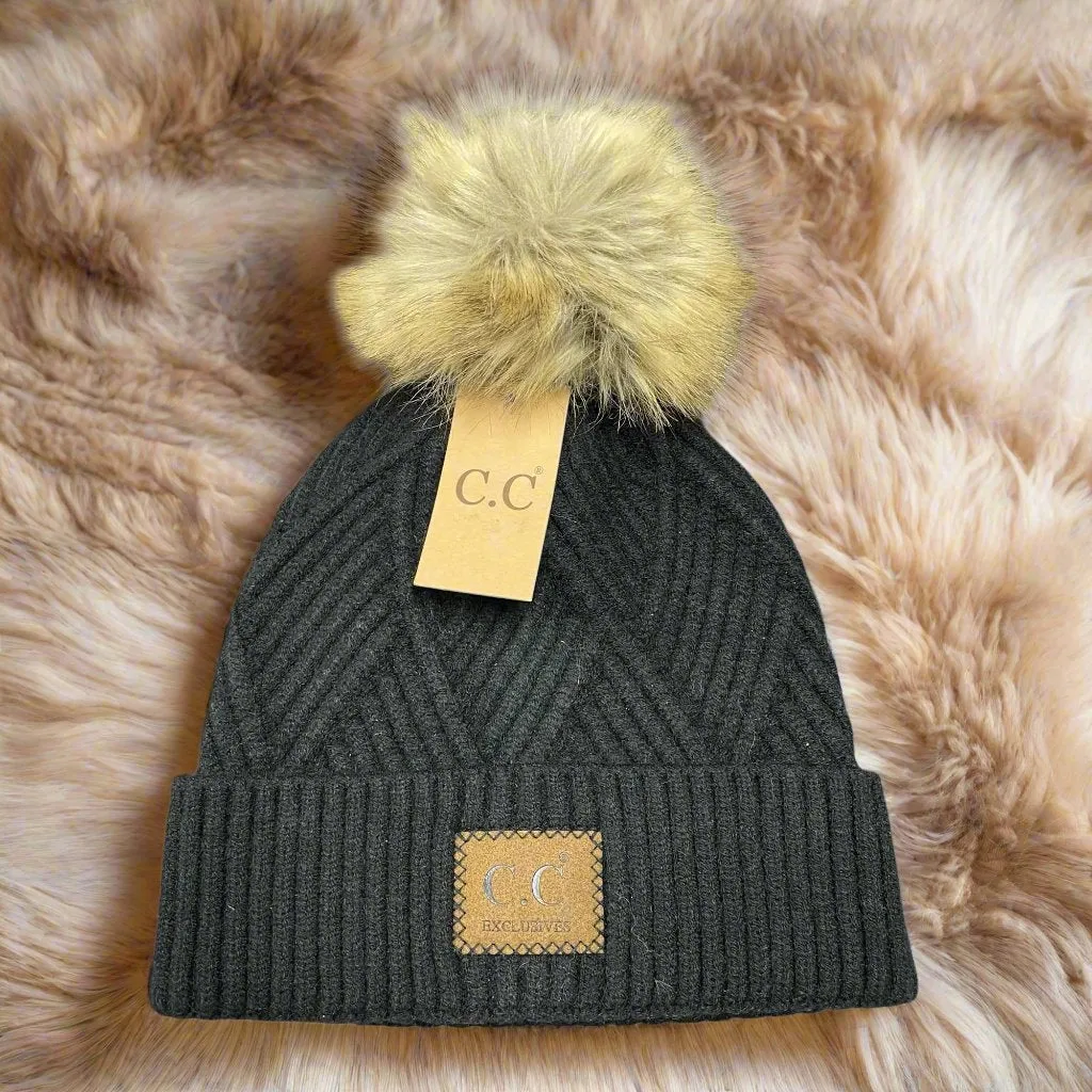 WARM ANGLE BEANIE by C.C. (Black)