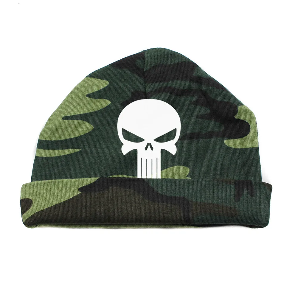 White Punisher Skull Infant Baby Beanie Cap Winter Hat One Size