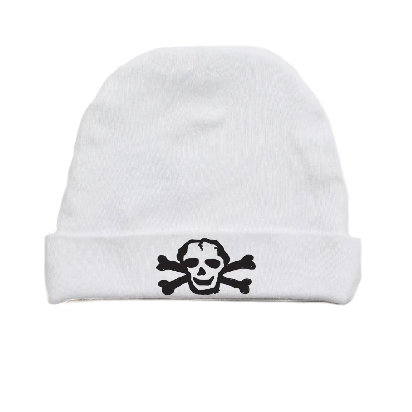 White Scribble Skull Infant Baby Beanie Cap