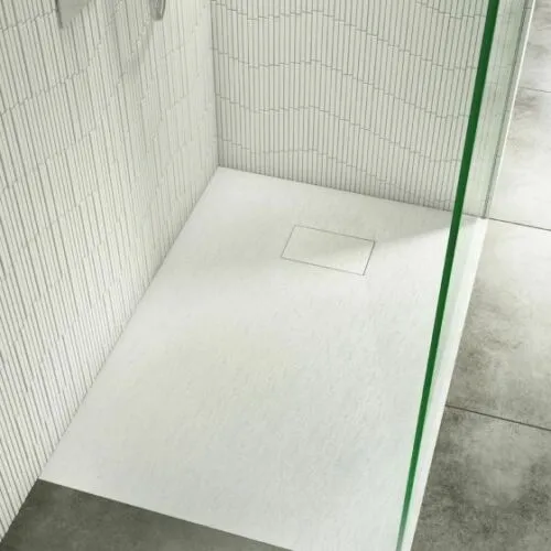 White Stone Effect Shower Tray 900 x 900mm Anti Slip