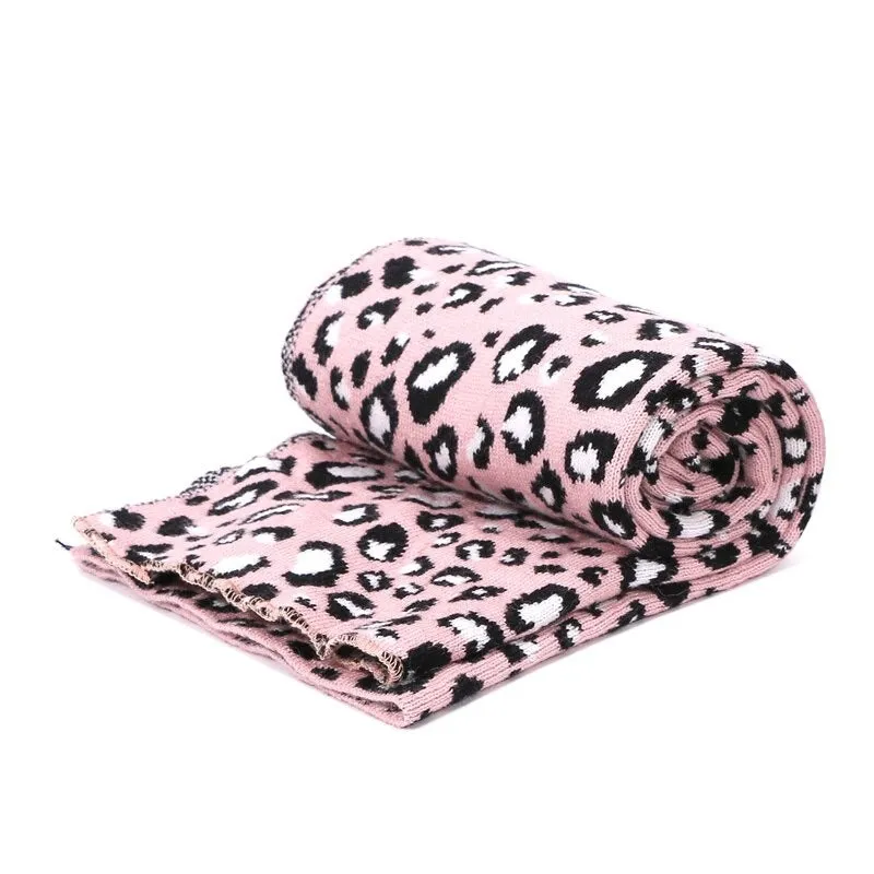 Winter High-fashion Leopard Print Pompon Beanie Hats and Neck Scarf Set