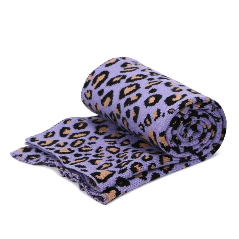 Winter High-fashion Leopard Print Pompon Beanie Hats and Neck Scarf Set