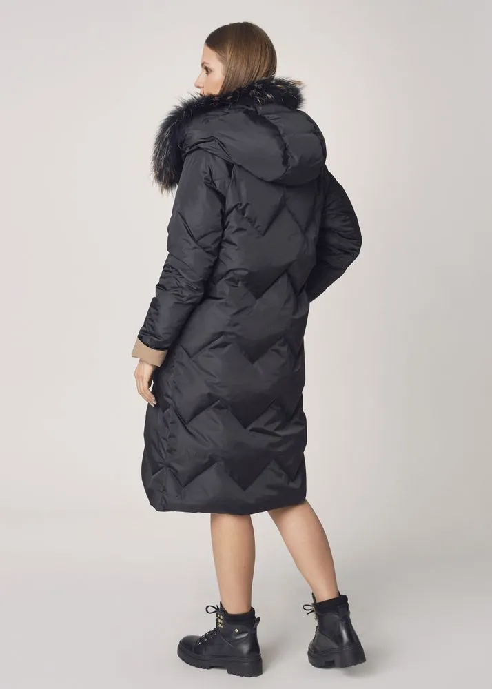 Women Reversible Fur Hood Jacket For Winter