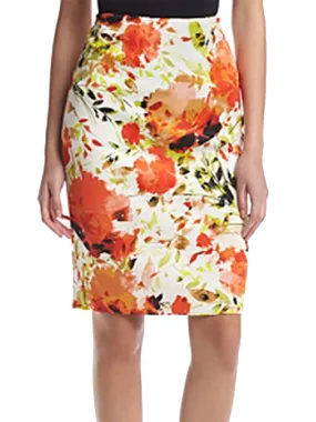 Women's Floral Print Pencil Skirt,Multi