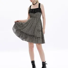 Women's Grunge Bowknot Plaid Slip Dress