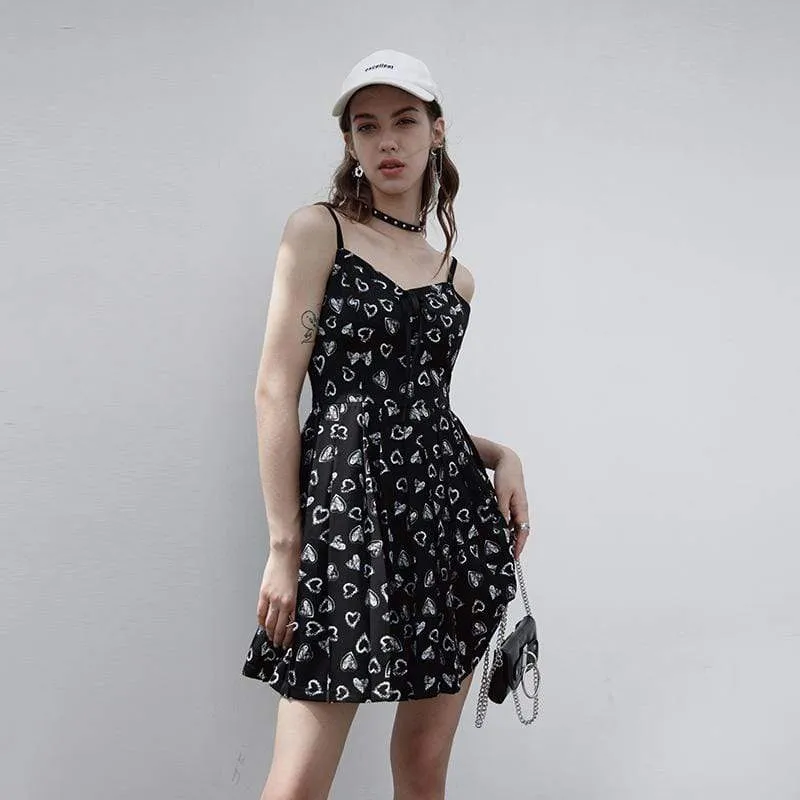 Women's Grunge High-waisted Plaid Pleated Slip Dress