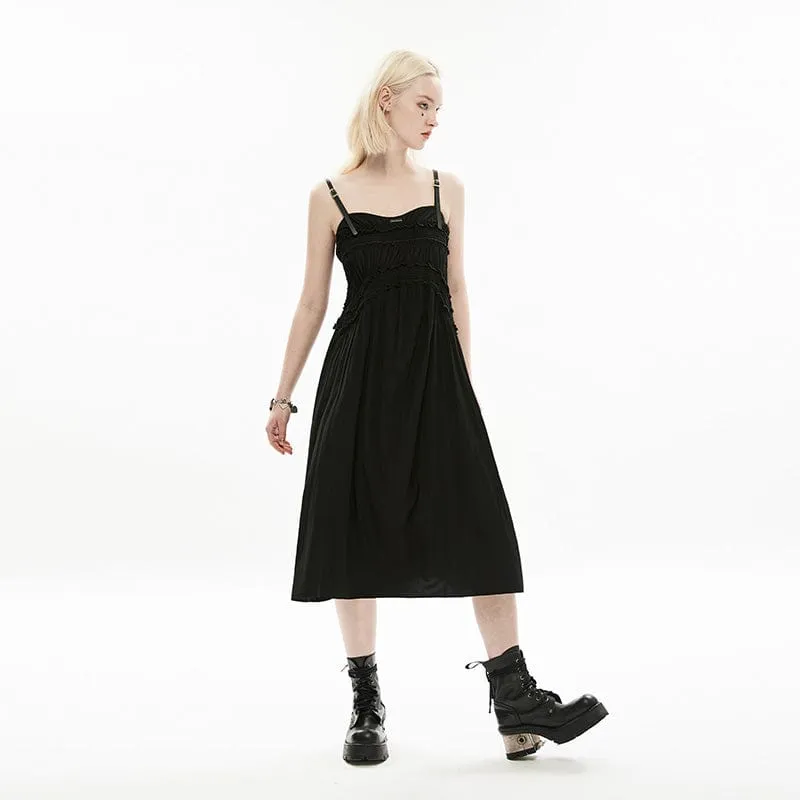 Women's Grunge Ruffles Maxi Slip Dress