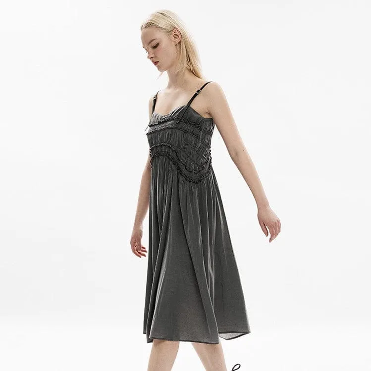 Women's Grunge Ruffles Maxi Slip Dress