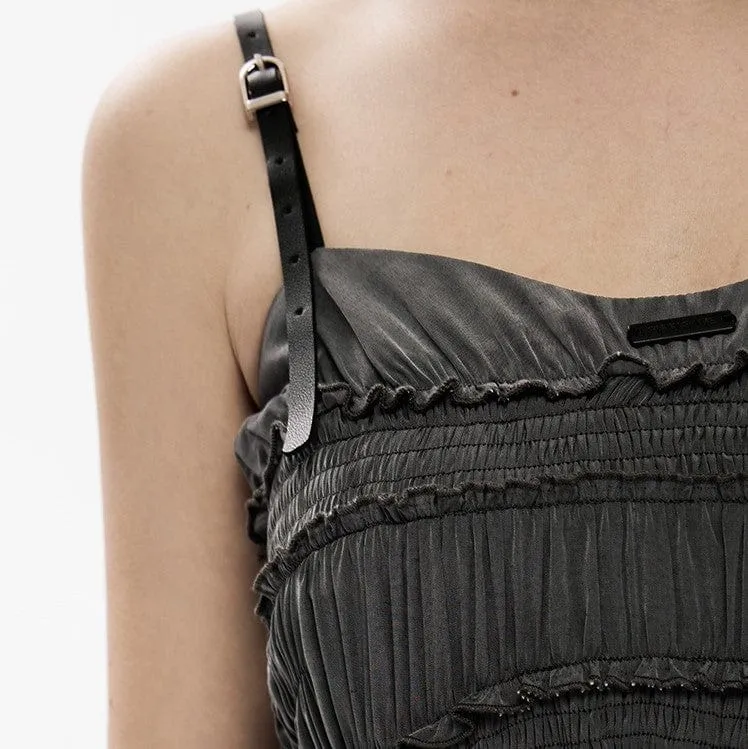 Women's Grunge Ruffles Maxi Slip Dress