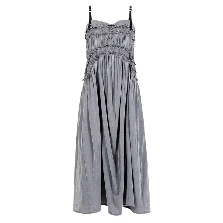 Women's Grunge Ruffles Maxi Slip Dress