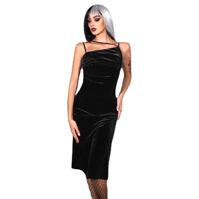 Women's Grunge Slim Fitted Velvet Slip Dress