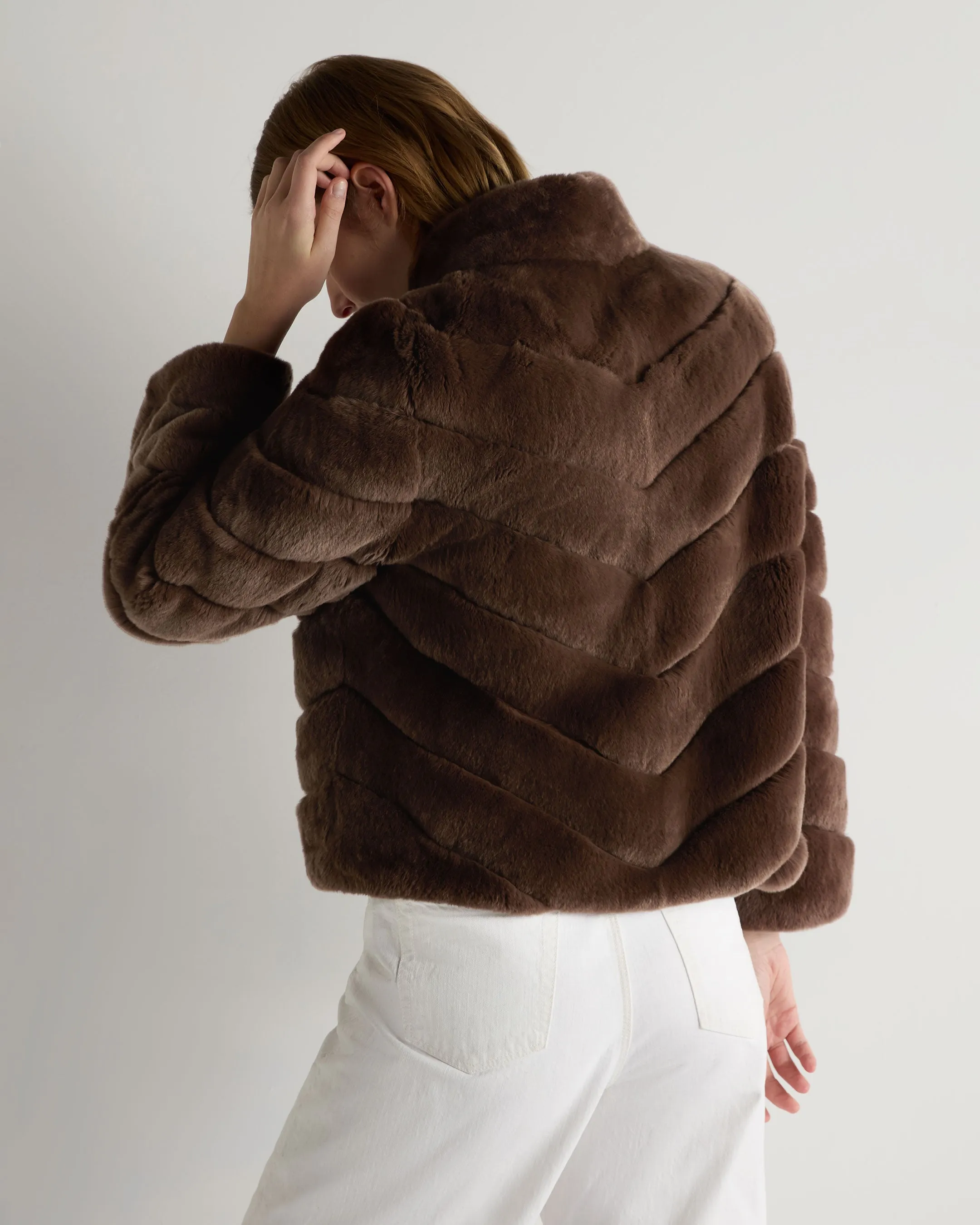 Women's Malina Fur Jacket Chocolate Brown